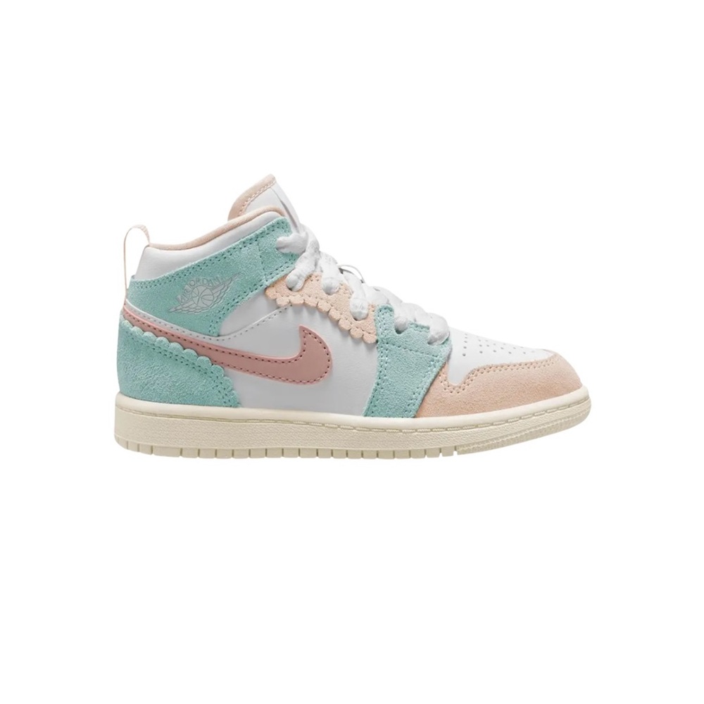 Nike Kids' Air Jordan Mid size 4Y. White/Pink Oxford-Jade Ice
